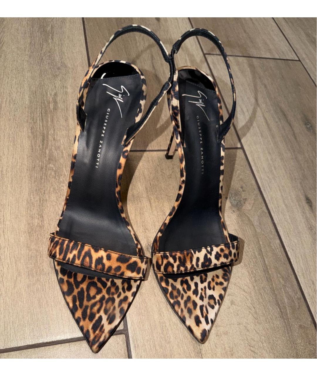 GIUSEPPE ZANOTTI DESIGN Коричневые текстильные босоножки, фото 2