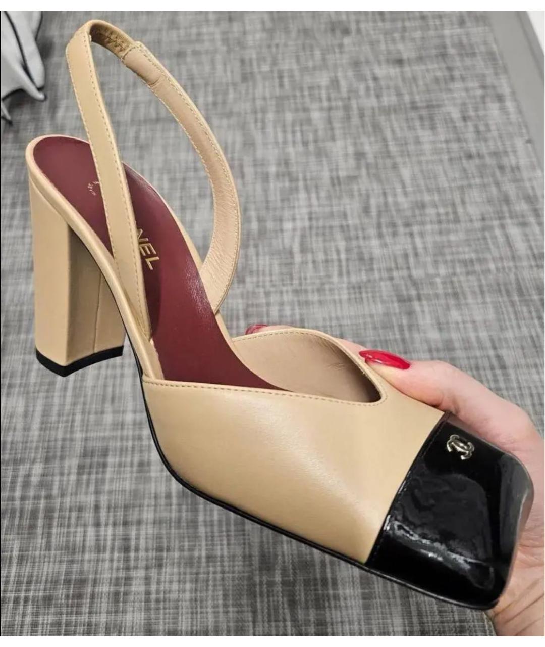 CHANEL Бежевые кожаные туфли, фото 2