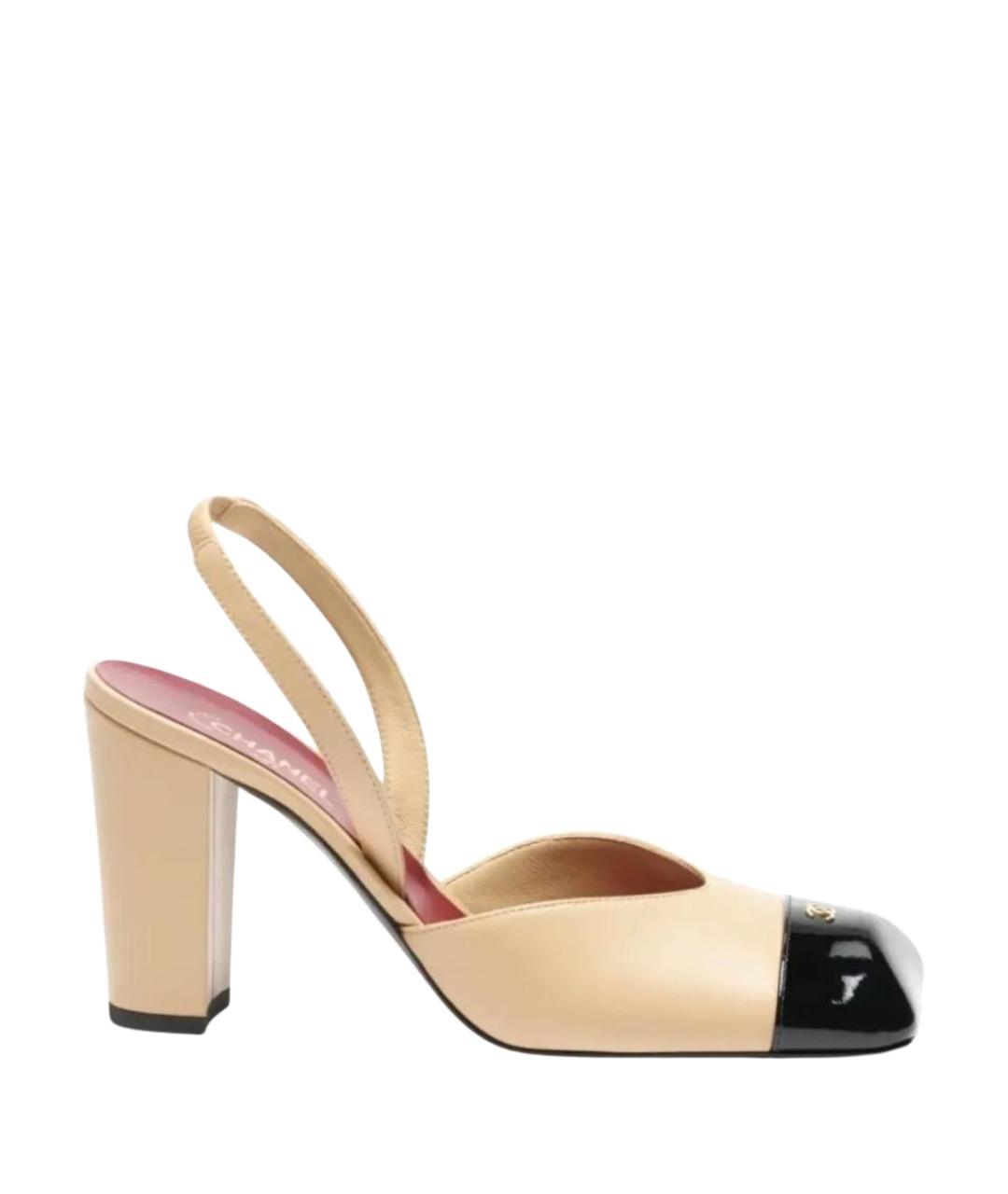 CHANEL Бежевые кожаные туфли, фото 1