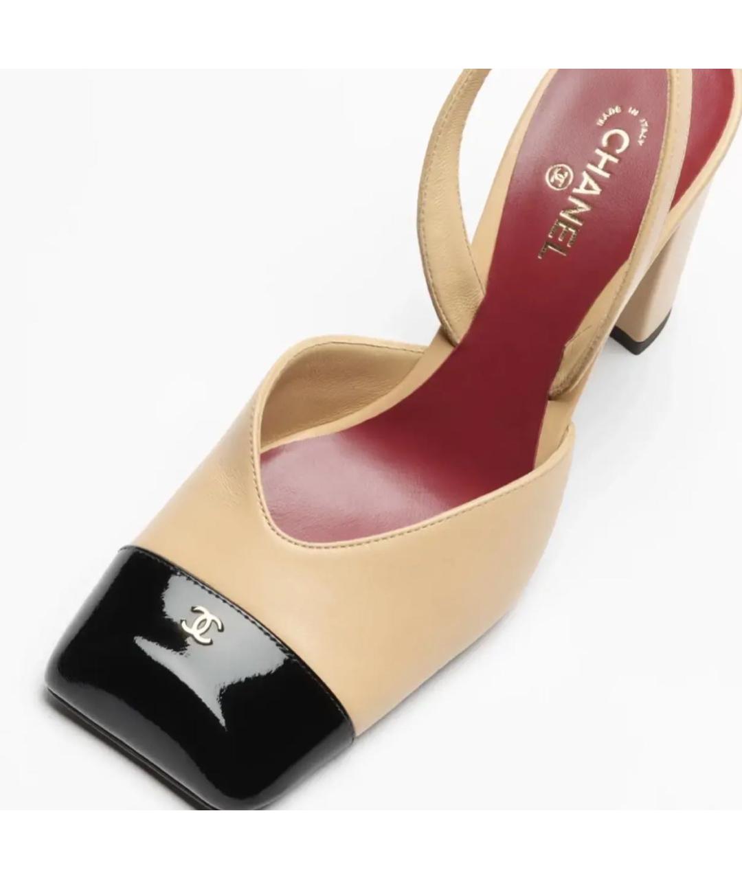 CHANEL Бежевые кожаные туфли, фото 3