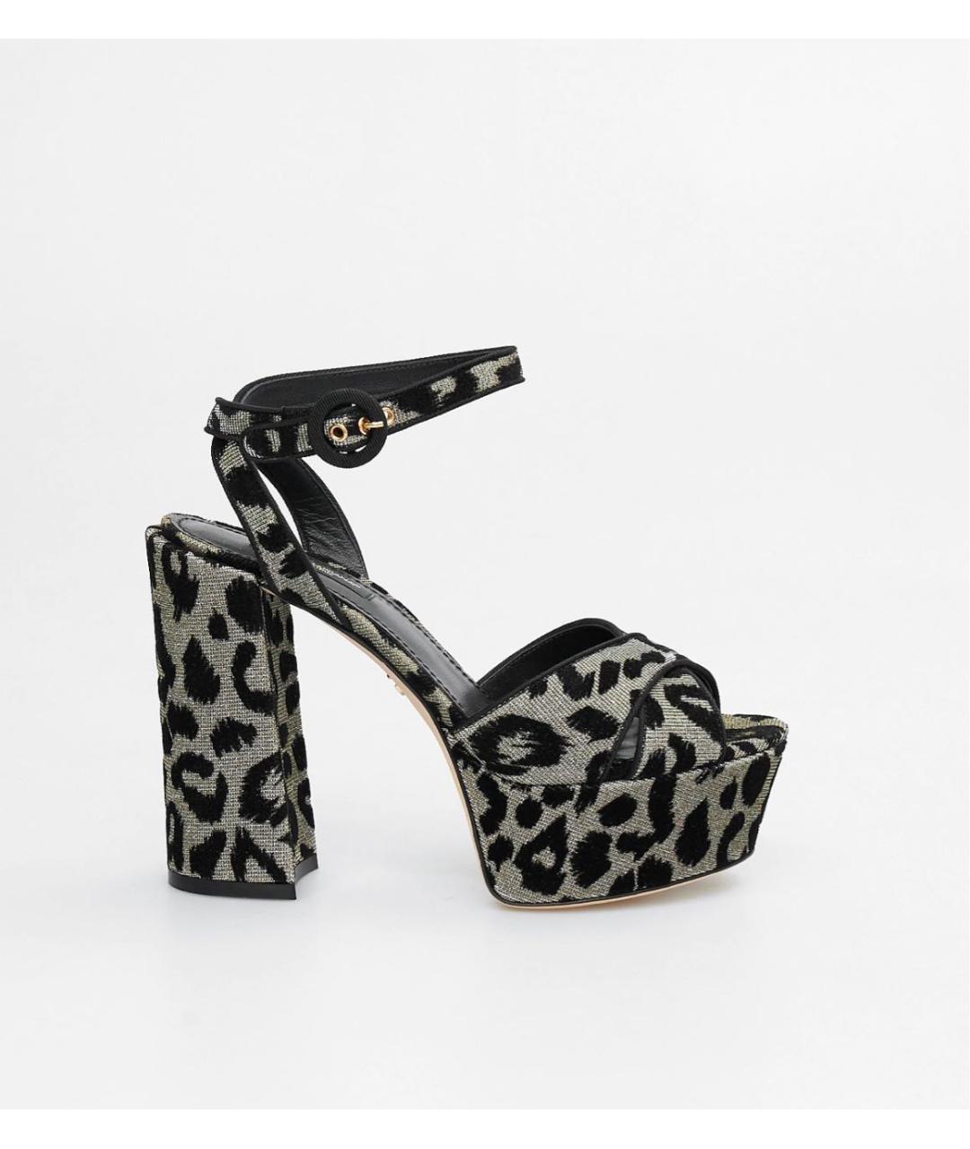 DOLCE&GABBANA Серебряные бархатные босоножки, фото 5