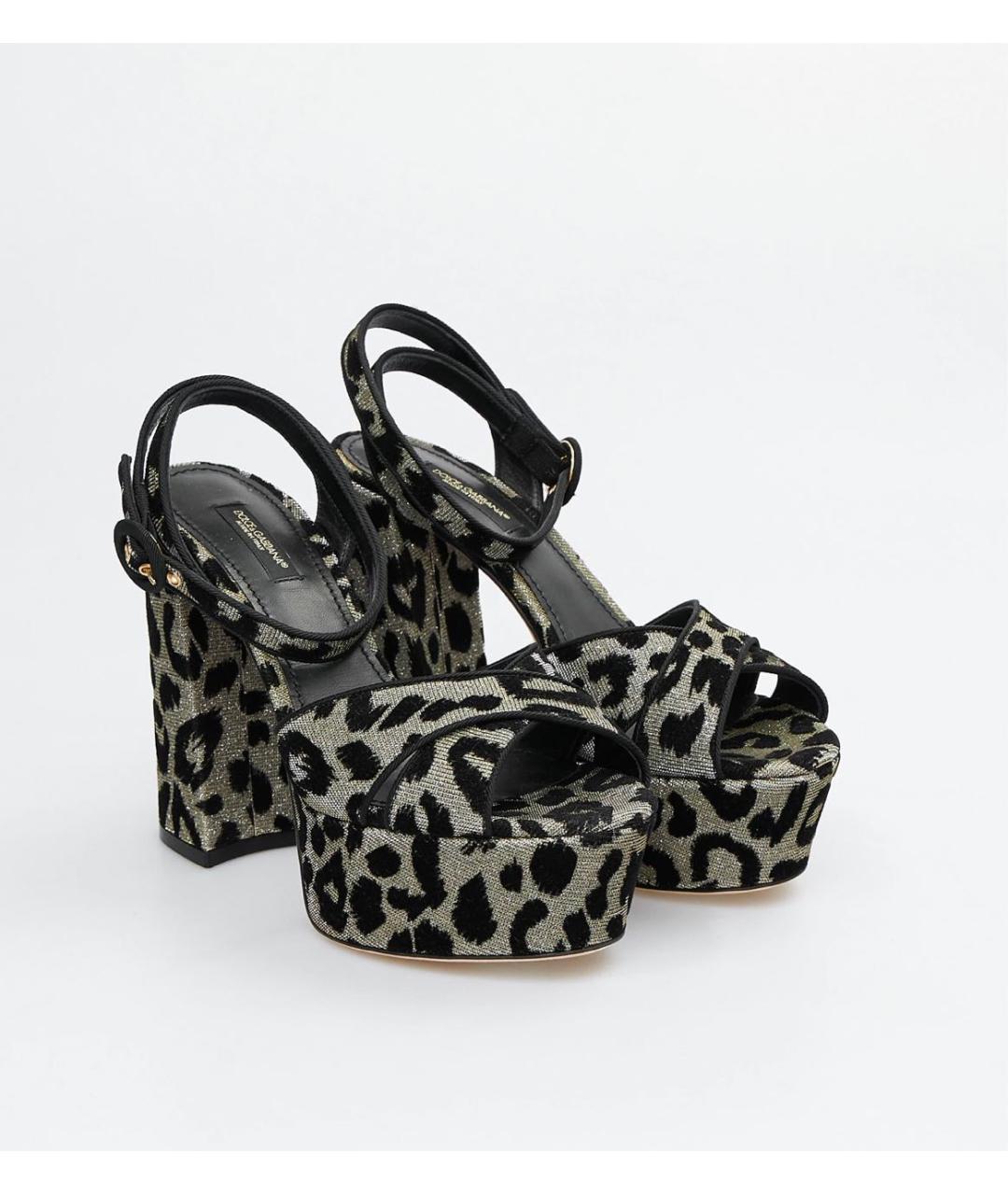 DOLCE&GABBANA Серебряные бархатные босоножки, фото 2