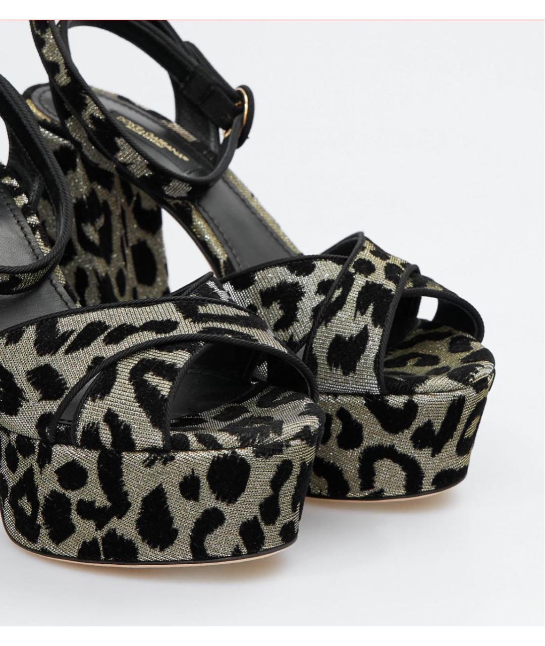 DOLCE&GABBANA Серебряные бархатные босоножки, фото 3