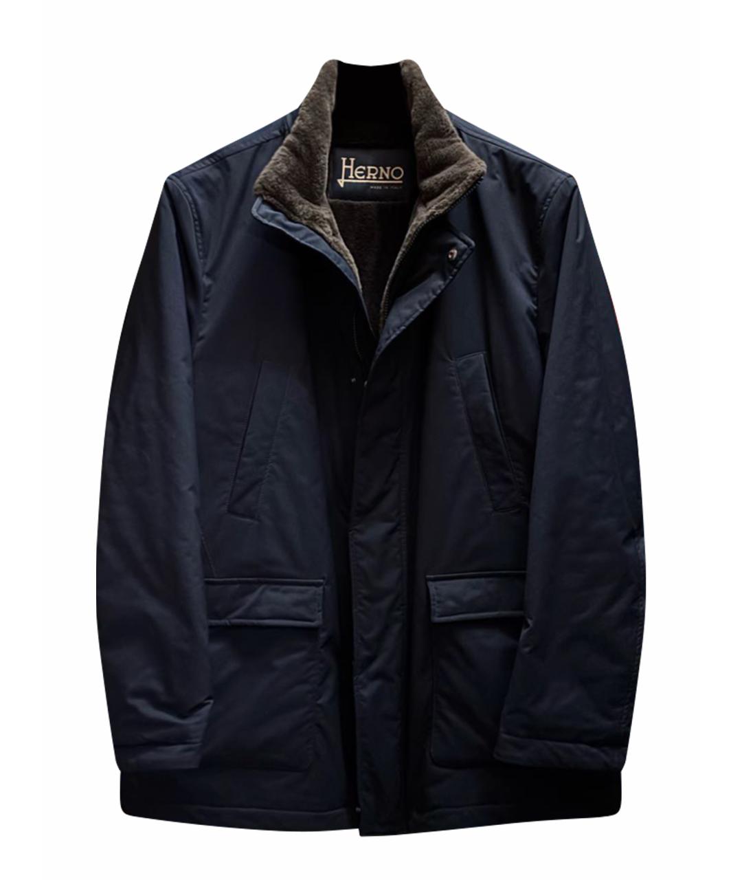 HERNO Темно-синяя полиэстеровая куртка, фото 1