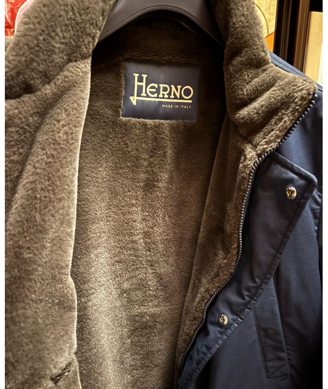 HERNO Темно-синяя полиэстеровая куртка, фото 2