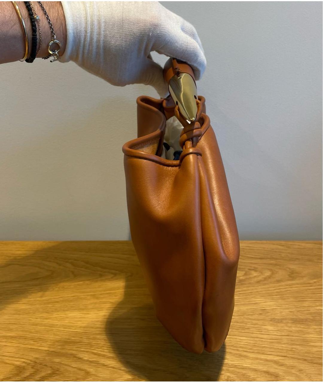 BOTTEGA VENETA Горчичная кожаная сумка с короткими ручками, фото 2