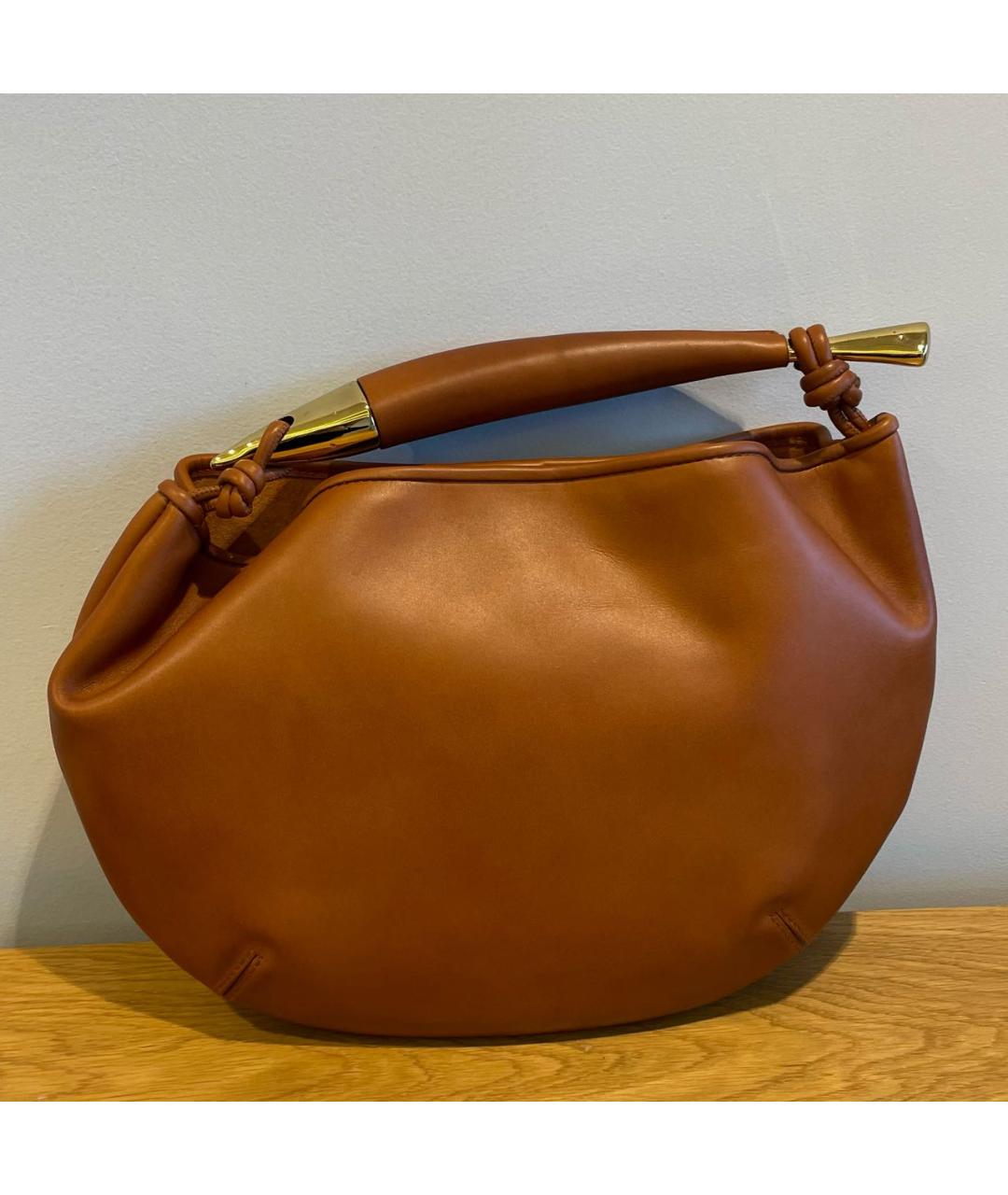 BOTTEGA VENETA Горчичная кожаная сумка с короткими ручками, фото 6