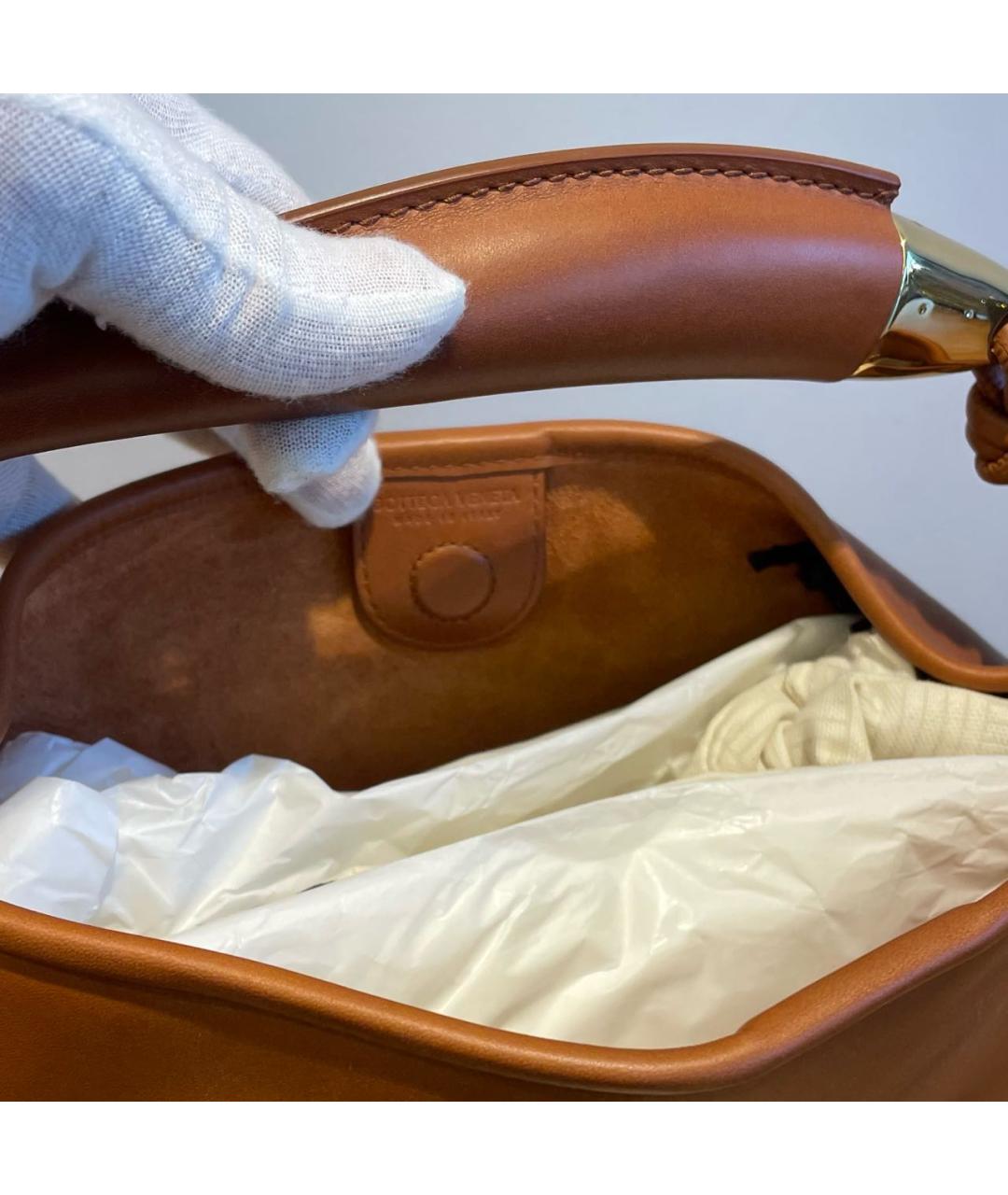 BOTTEGA VENETA Горчичная кожаная сумка с короткими ручками, фото 3