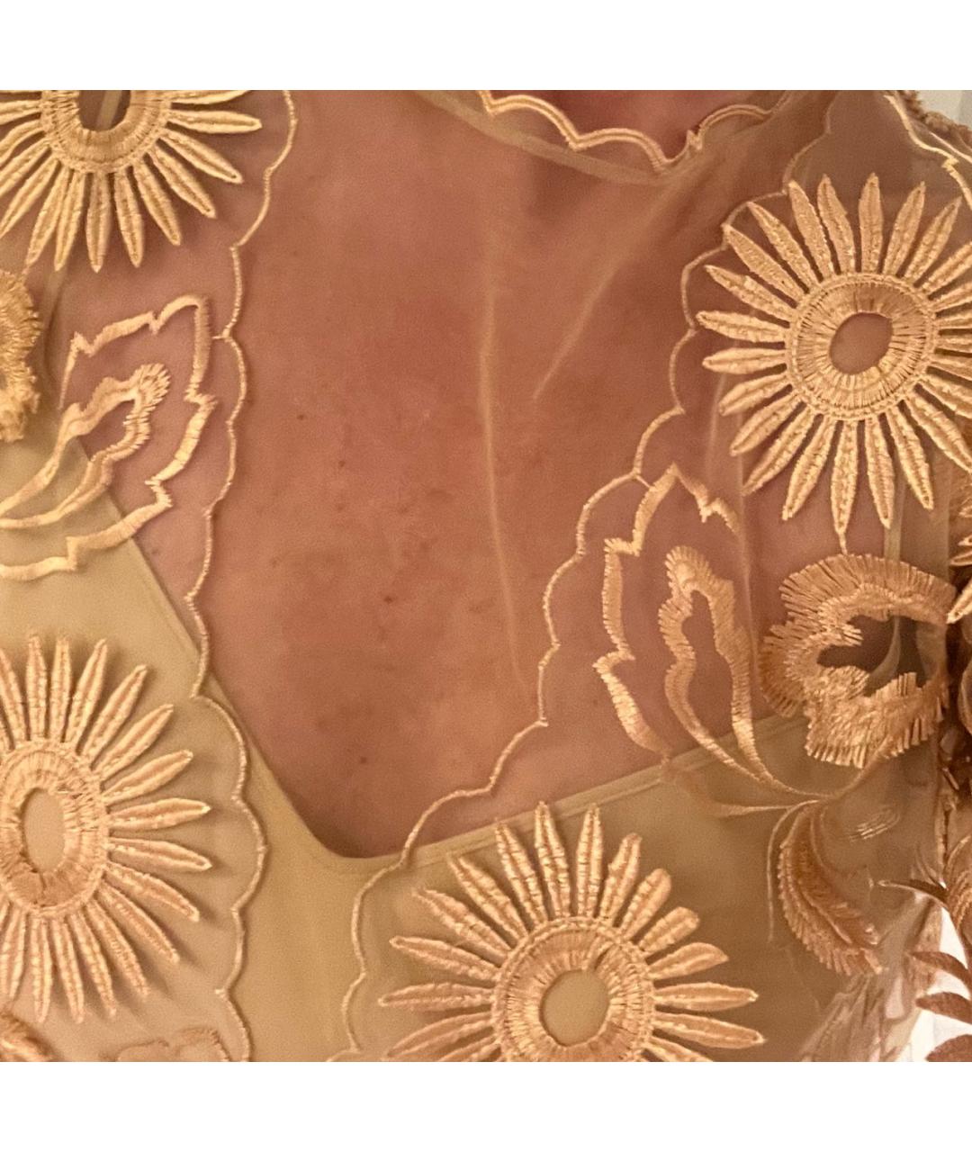 ALBERTA FERRETTI Бежевое кружевное вечернее платье, фото 3