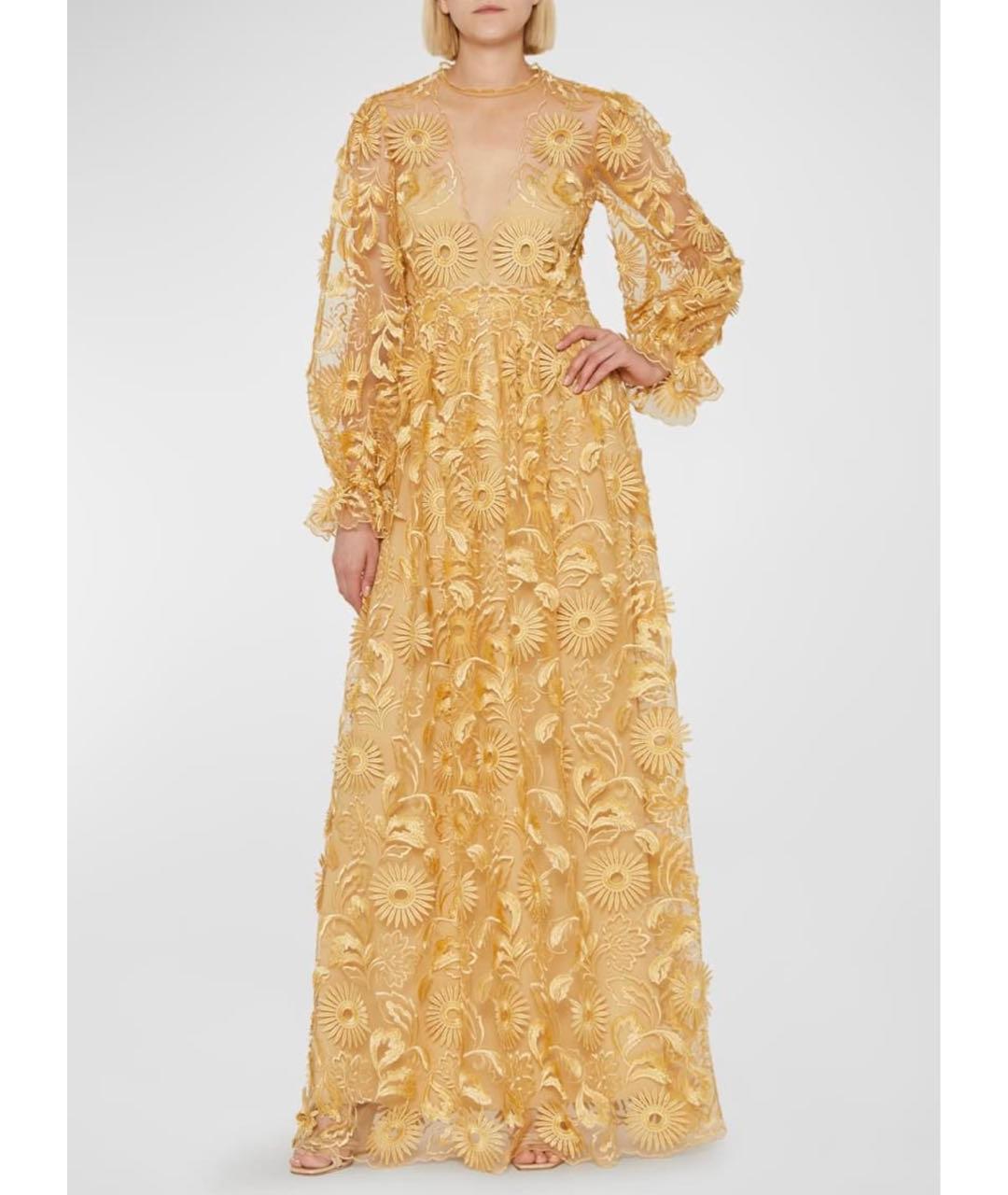 ALBERTA FERRETTI Бежевое кружевное вечернее платье, фото 2