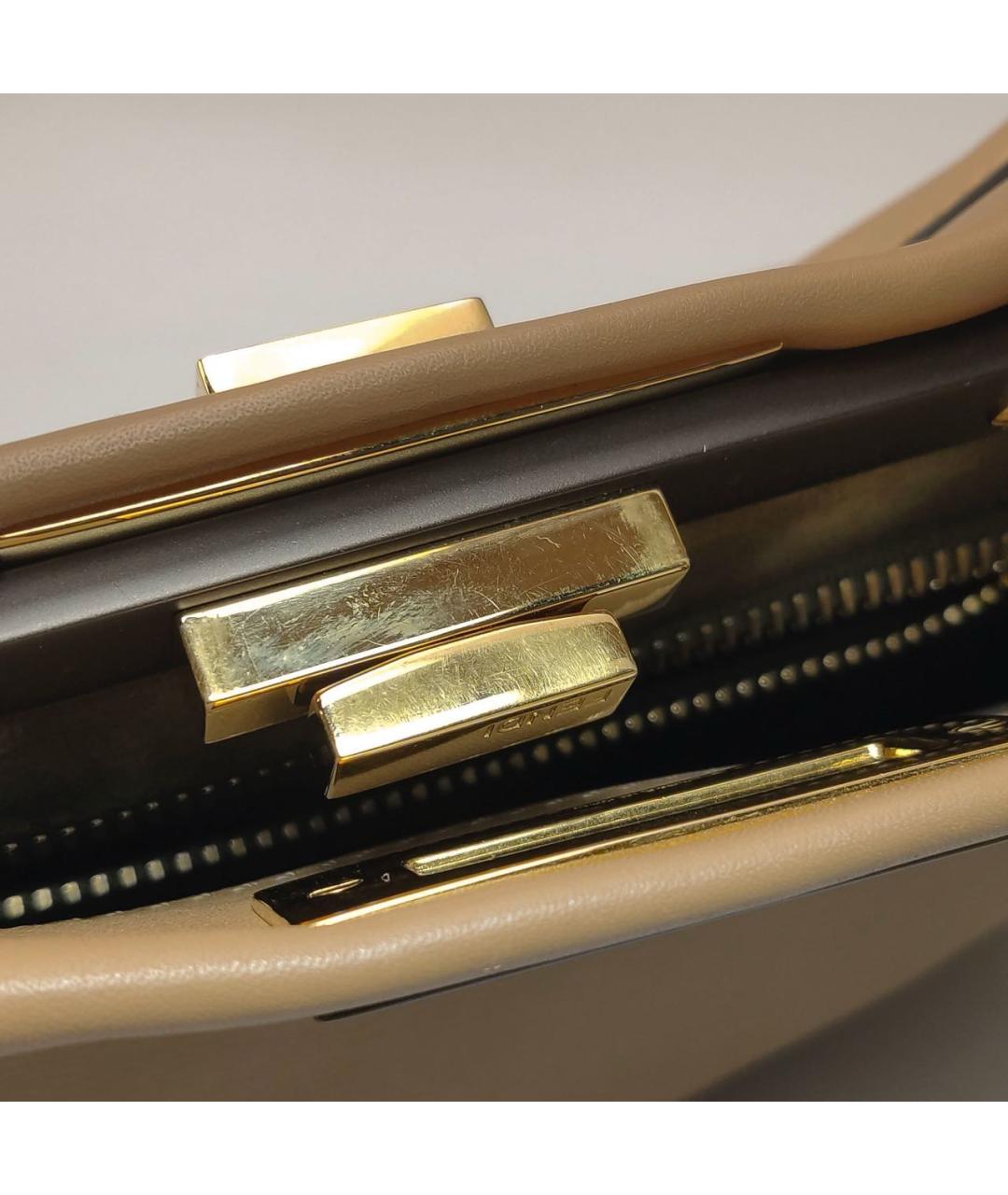 FENDI Бежевая кожаная сумка тоут, фото 7