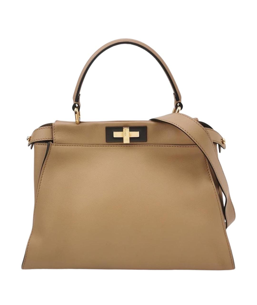 FENDI Бежевая кожаная сумка тоут, фото 1