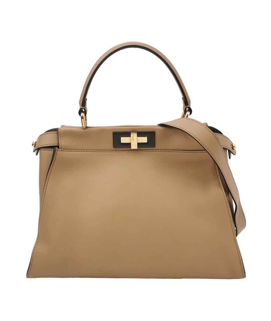 FENDI Бежевая кожаная сумка тоут, фото 9