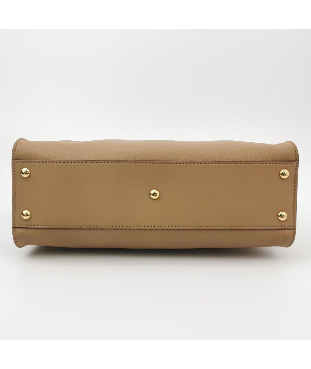 FENDI Бежевая кожаная сумка тоут, фото 5