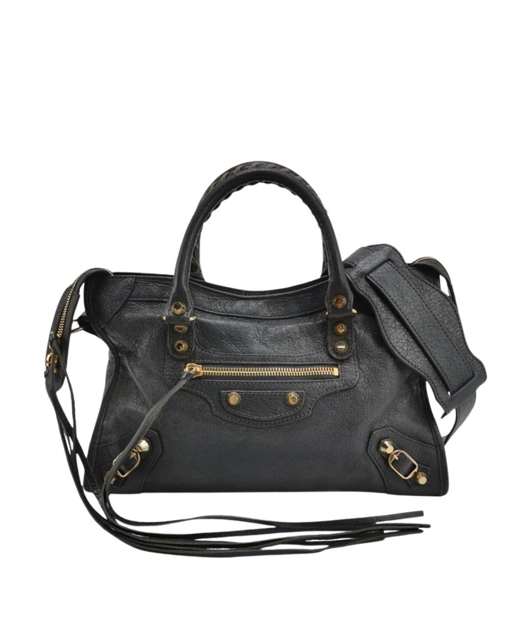 BALENCIAGA Антрацитовая кожаная сумка тоут, фото 1