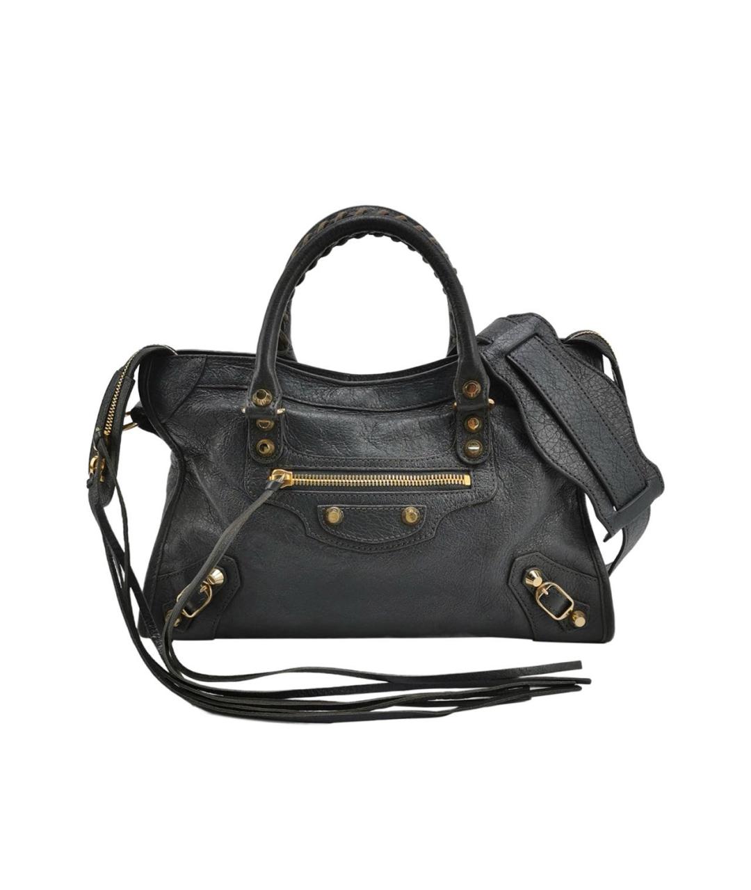 BALENCIAGA Антрацитовая кожаная сумка тоут, фото 9