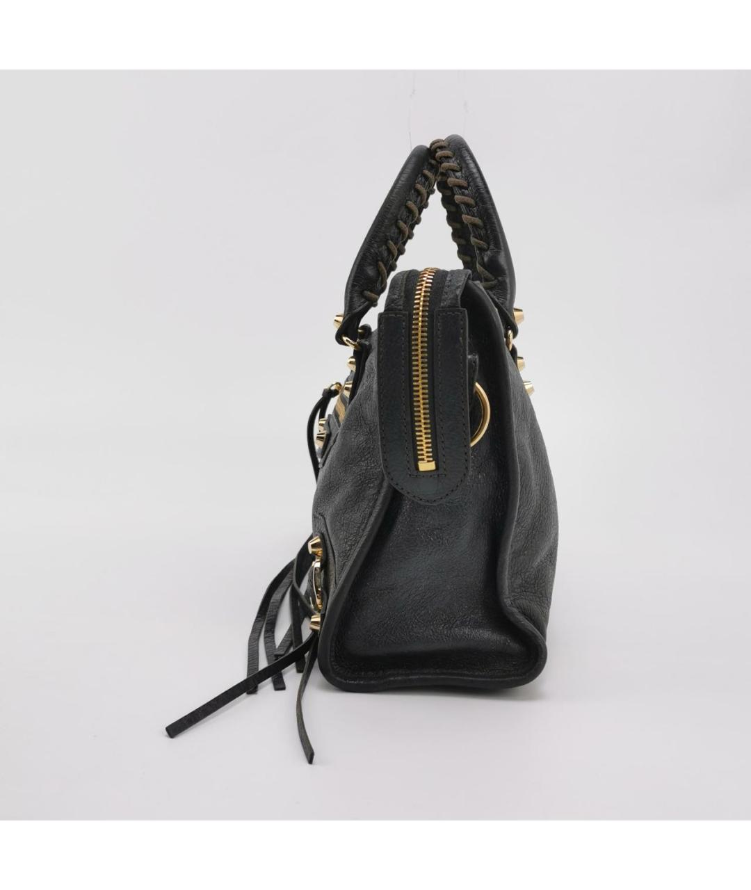 BALENCIAGA Антрацитовая кожаная сумка тоут, фото 2