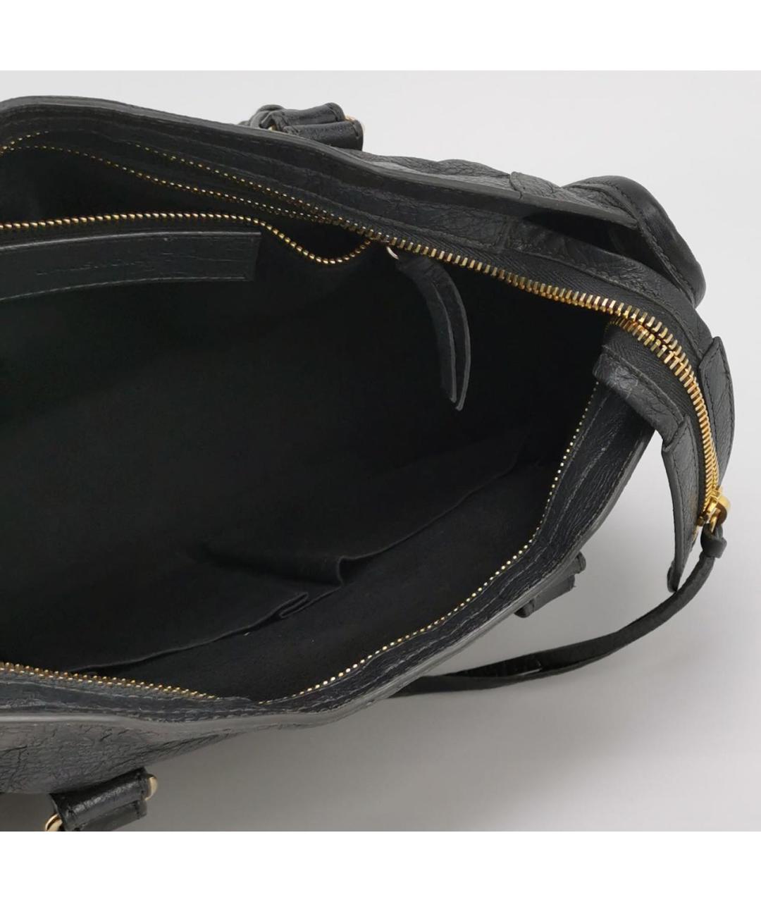 BALENCIAGA Антрацитовая кожаная сумка тоут, фото 5