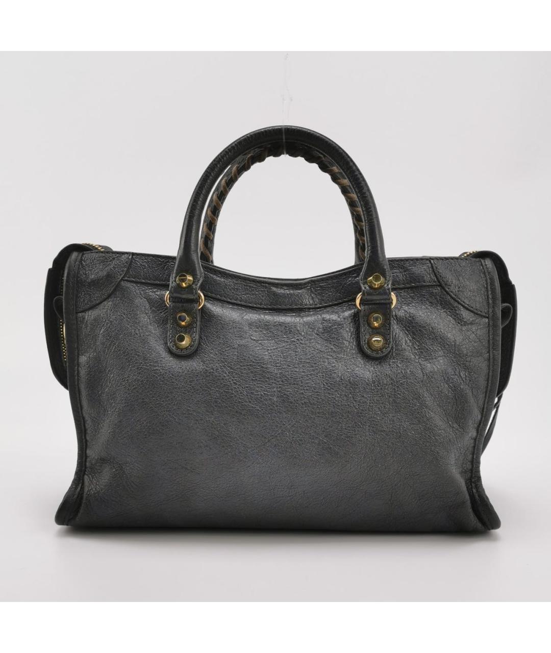 BALENCIAGA Антрацитовая кожаная сумка тоут, фото 3