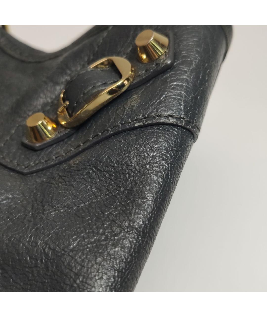 BALENCIAGA Антрацитовая кожаная сумка тоут, фото 7