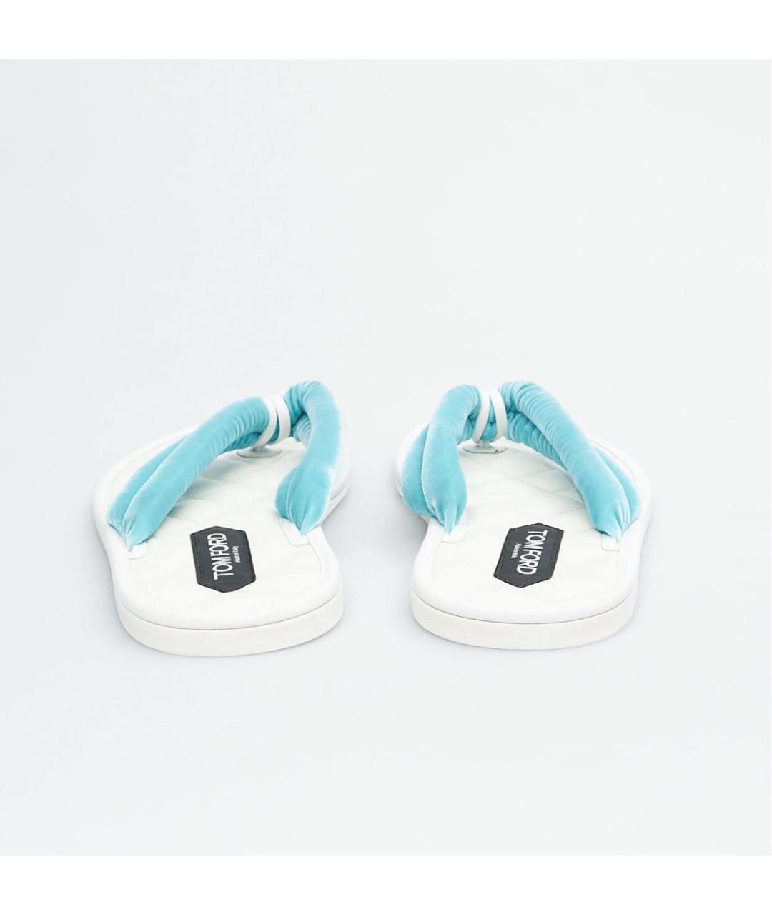 TOM FORD Белые кожаные шлепанцы, фото 4