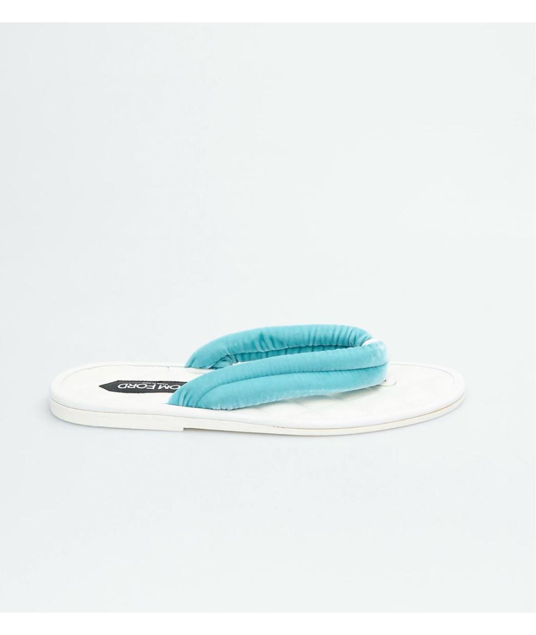 TOM FORD Белые кожаные шлепанцы, фото 5