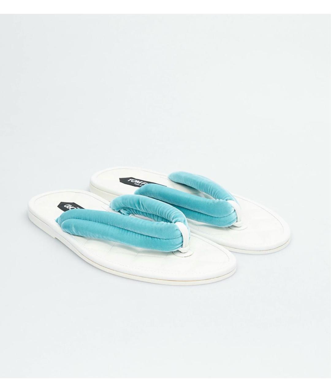 TOM FORD Белые кожаные шлепанцы, фото 2