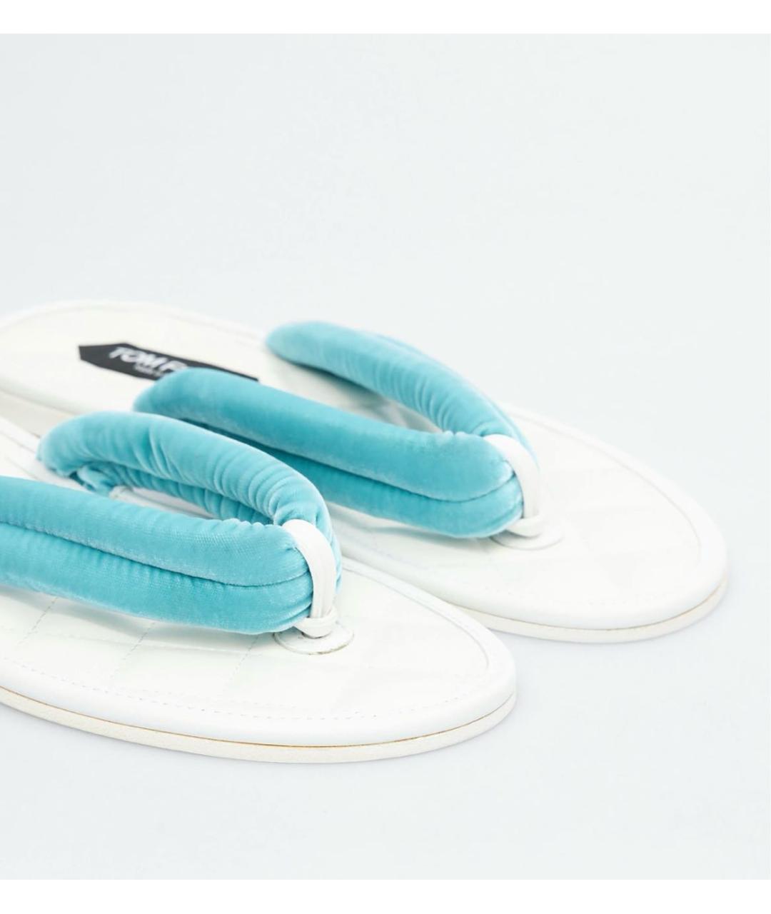 TOM FORD Белые кожаные шлепанцы, фото 3