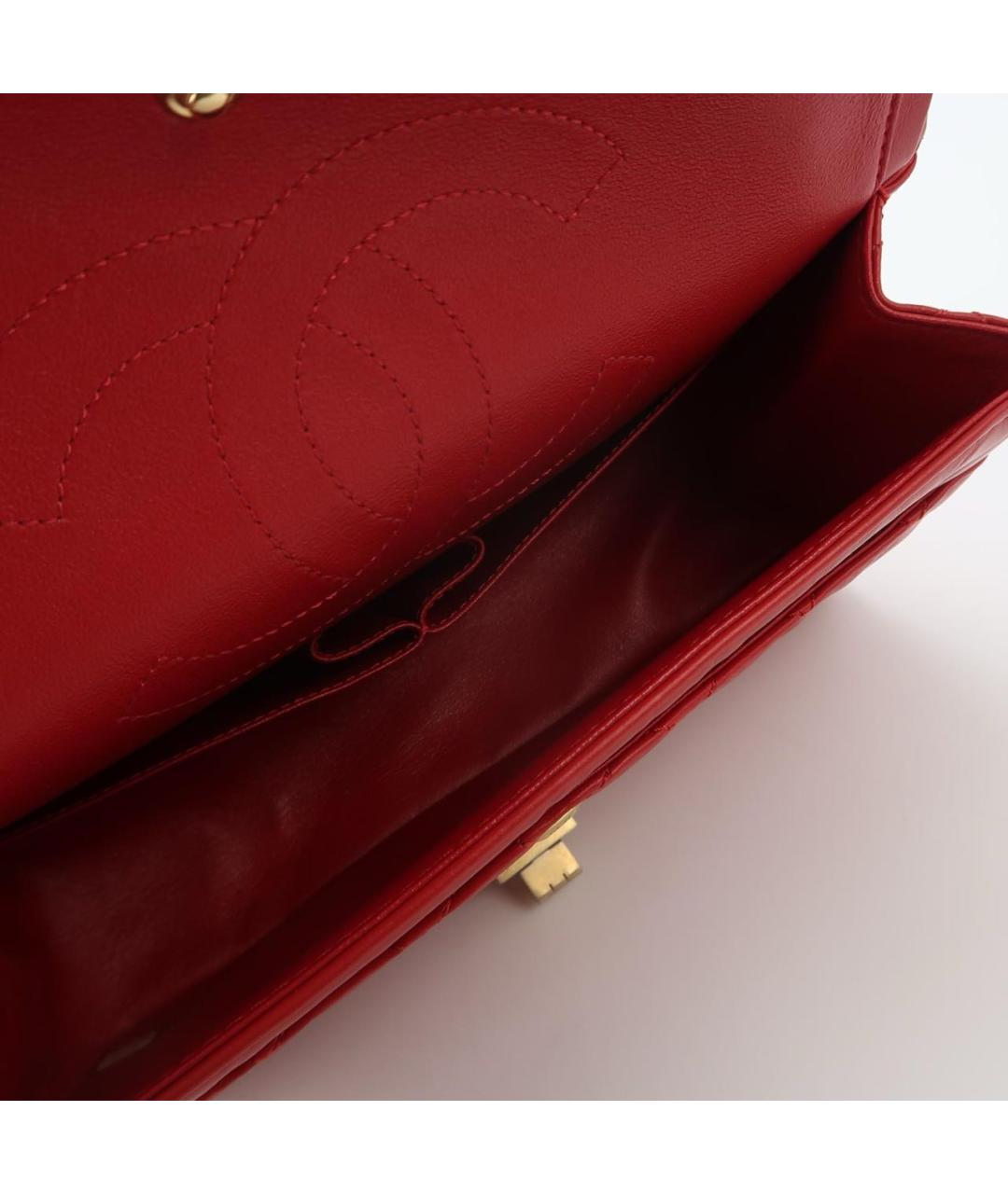 CHANEL Красная кожаная сумка через плечо, фото 5