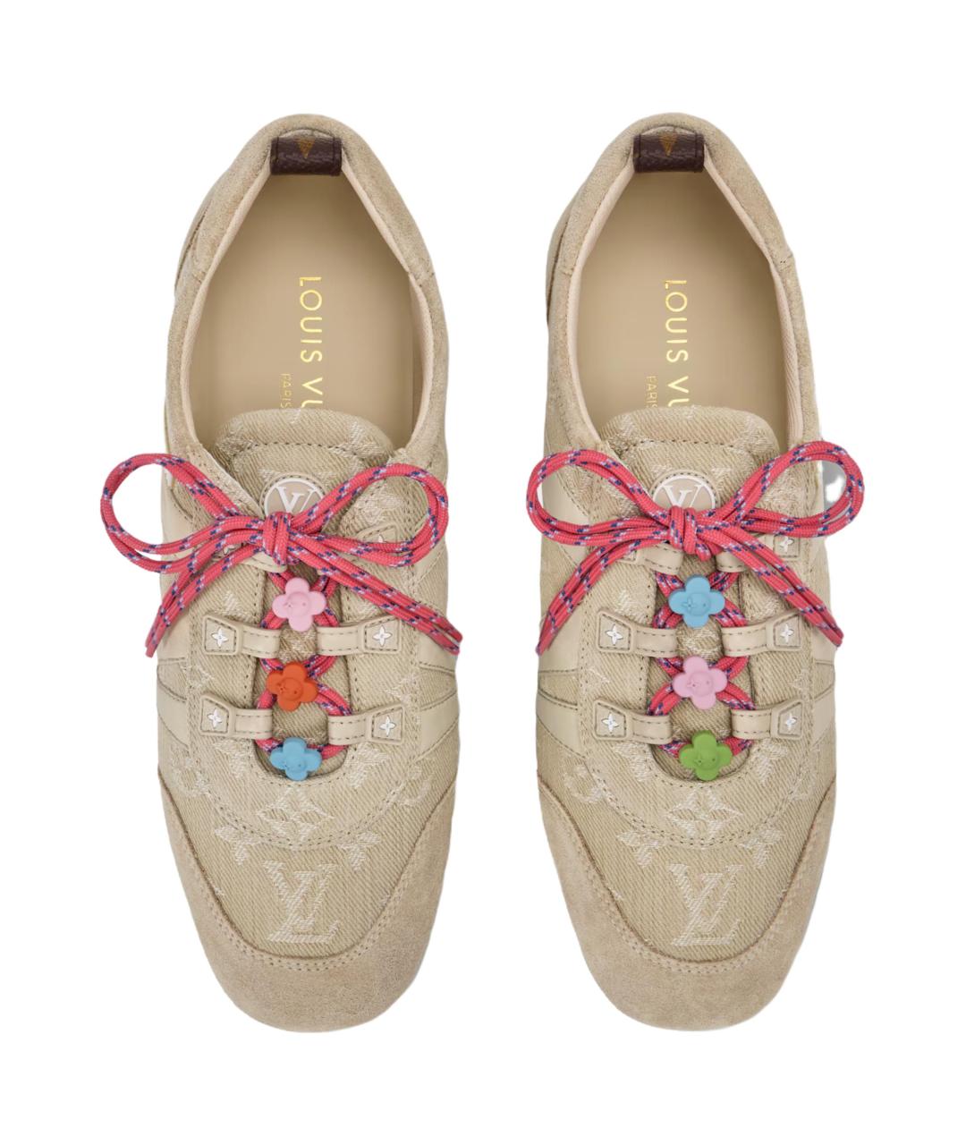 LOUIS VUITTON Бежевые кожаные кроссовки, фото 4