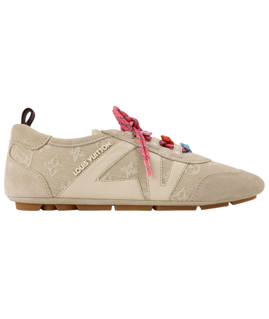 LOUIS VUITTON Бежевые кожаные кроссовки, фото 1