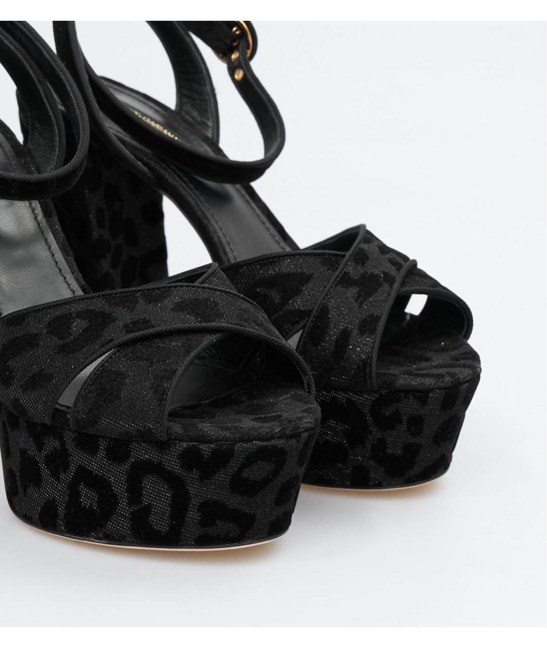 DOLCE&GABBANA Черные бархатные босоножки, фото 3