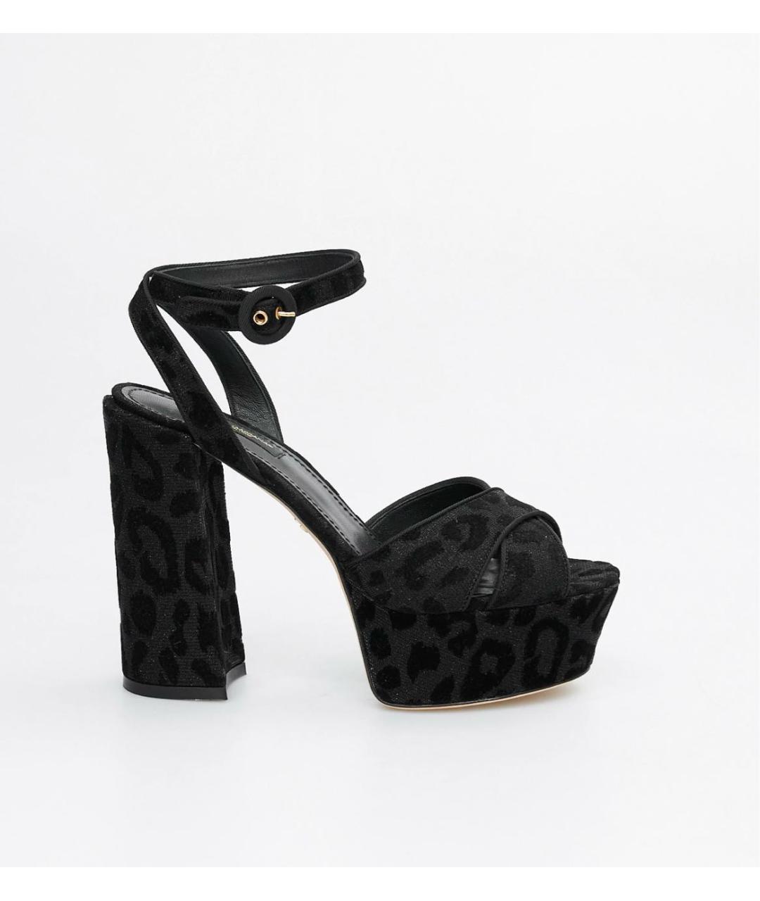 DOLCE&GABBANA Черные бархатные босоножки, фото 5