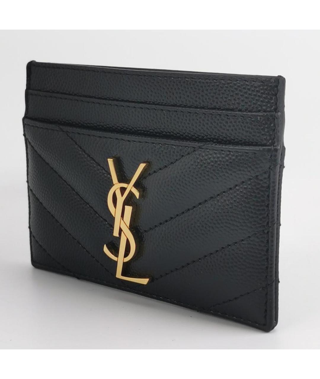 SAINT LAURENT Черный кожаный кардхолдер, фото 2