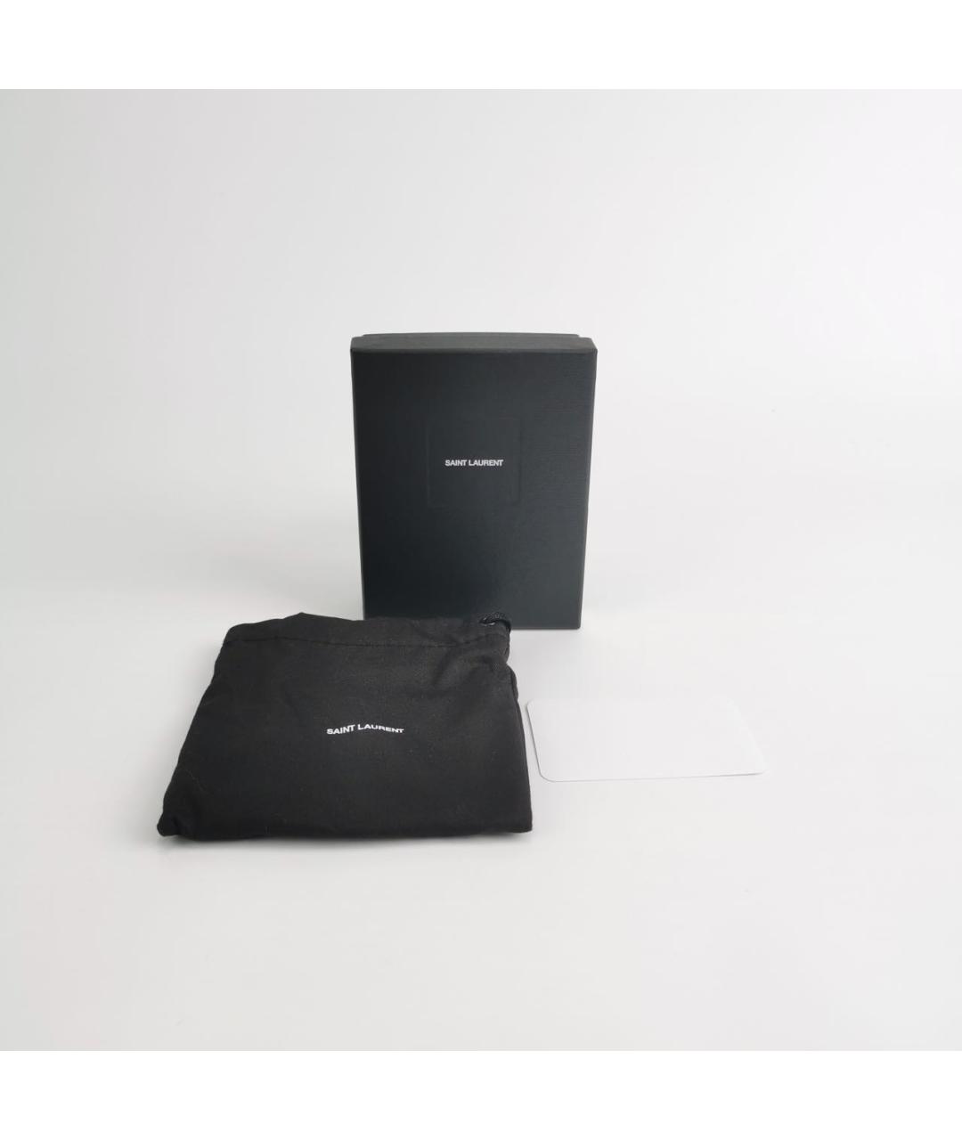 SAINT LAURENT Черный кожаный кардхолдер, фото 8