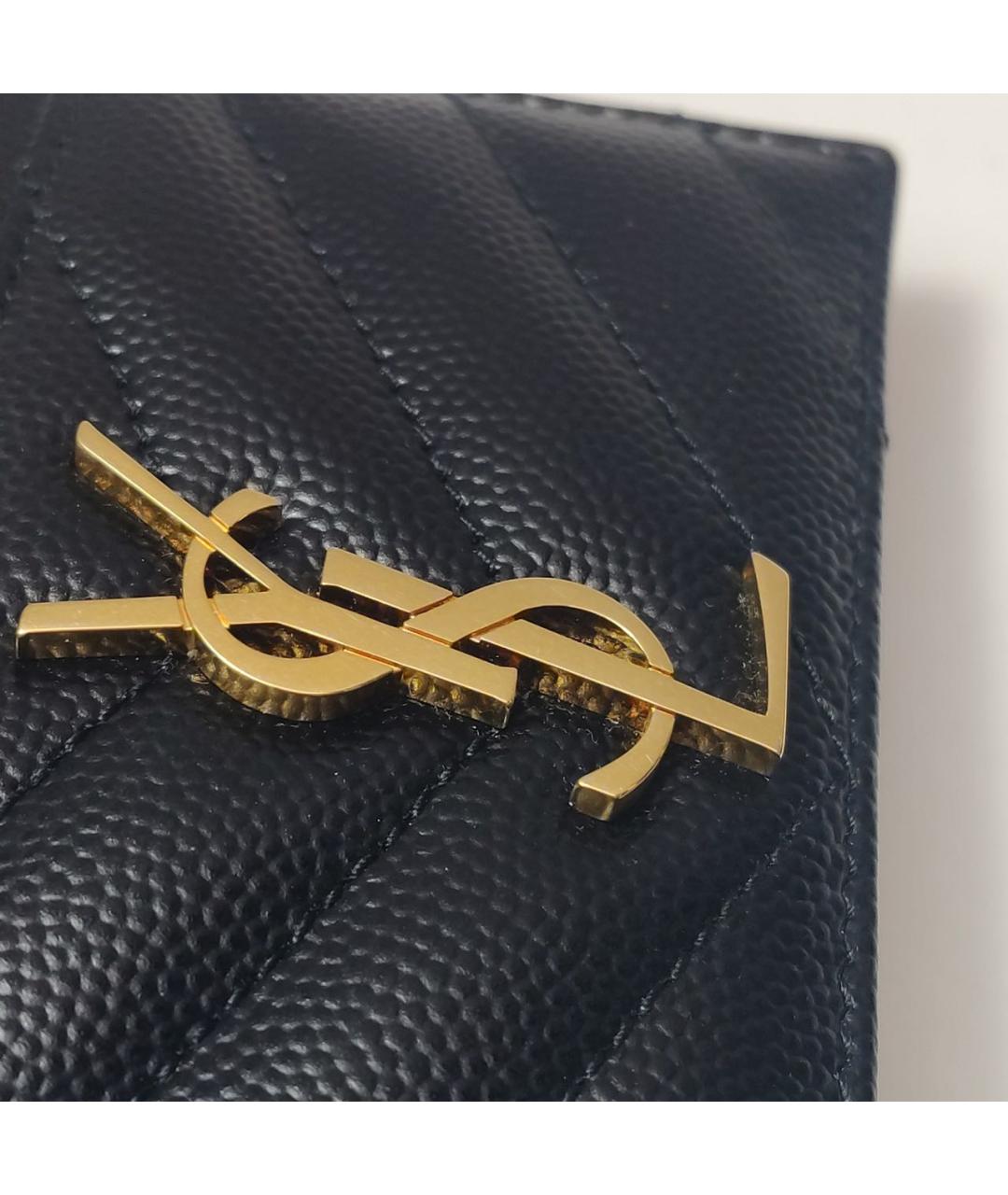 SAINT LAURENT Черный кожаный кардхолдер, фото 7