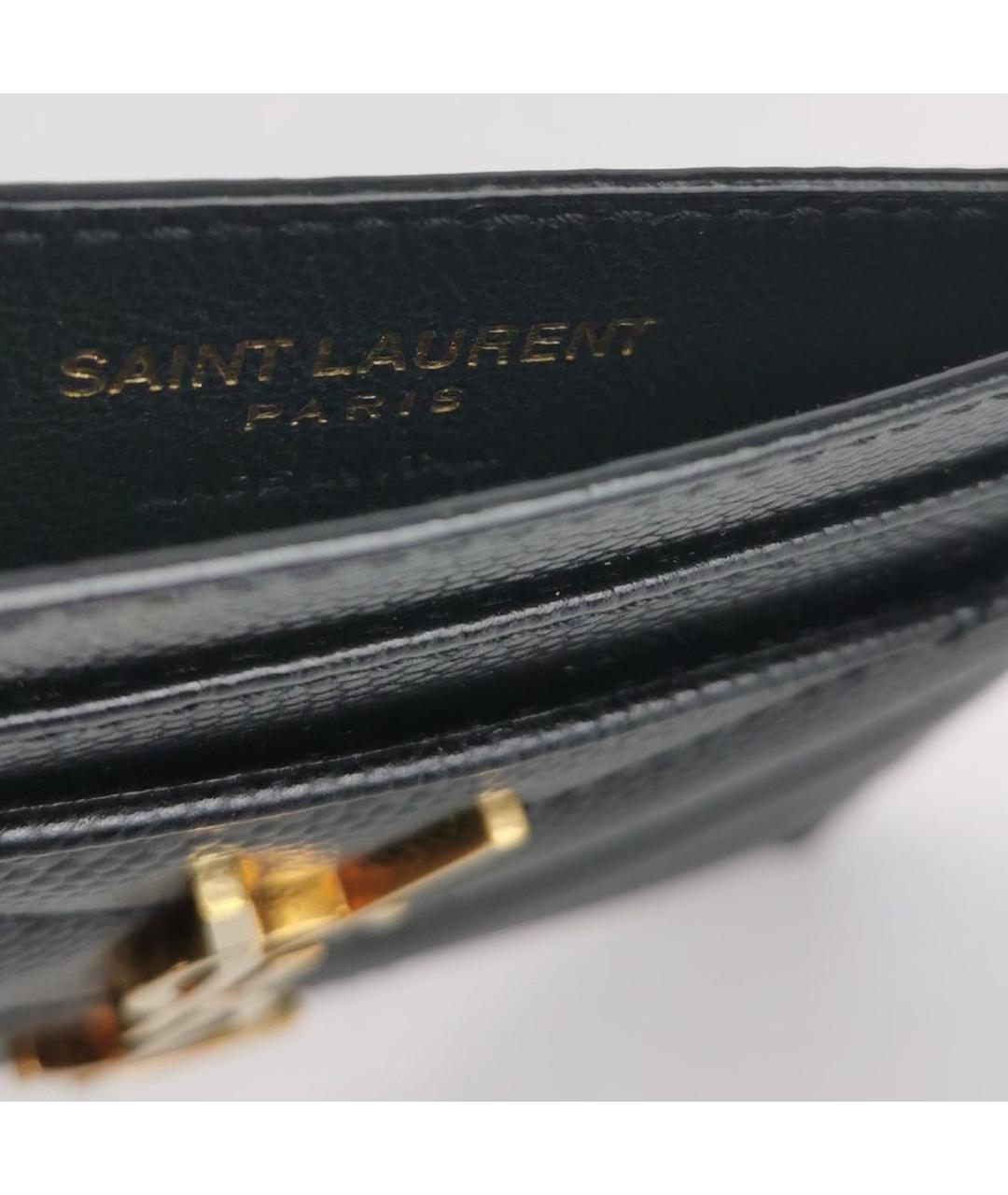 SAINT LAURENT Черный кожаный кардхолдер, фото 6