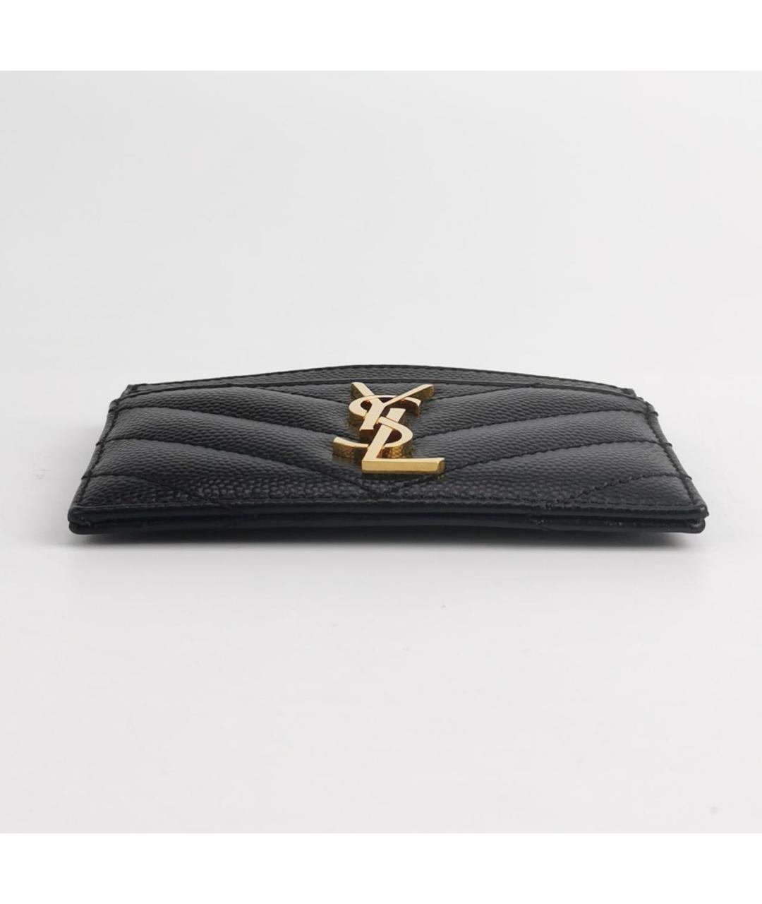 SAINT LAURENT Черный кожаный кардхолдер, фото 4