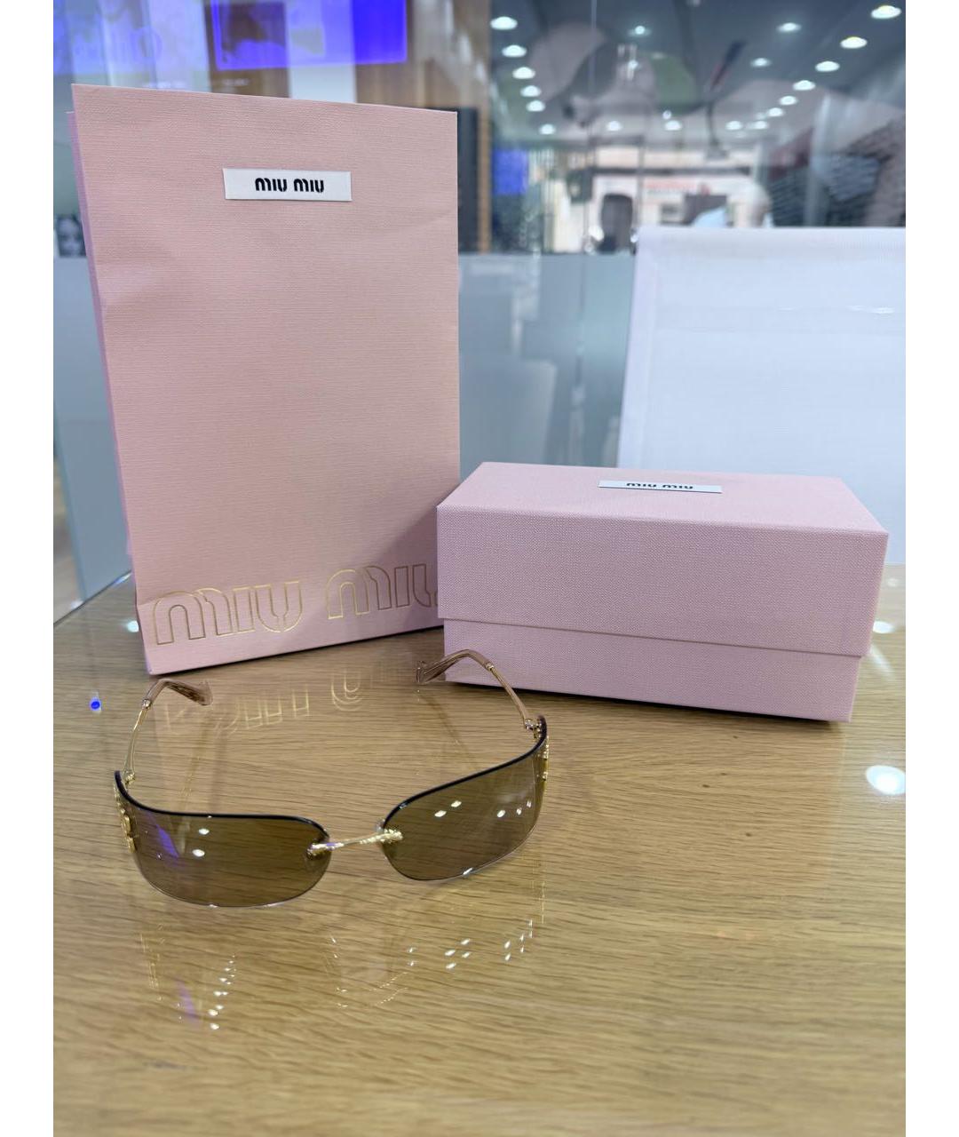 MIU MIU Коричневые металлические солнцезащитные очки, фото 4