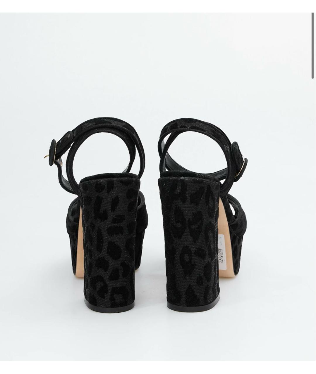 DOLCE&GABBANA Черные бархатные босоножки, фото 4