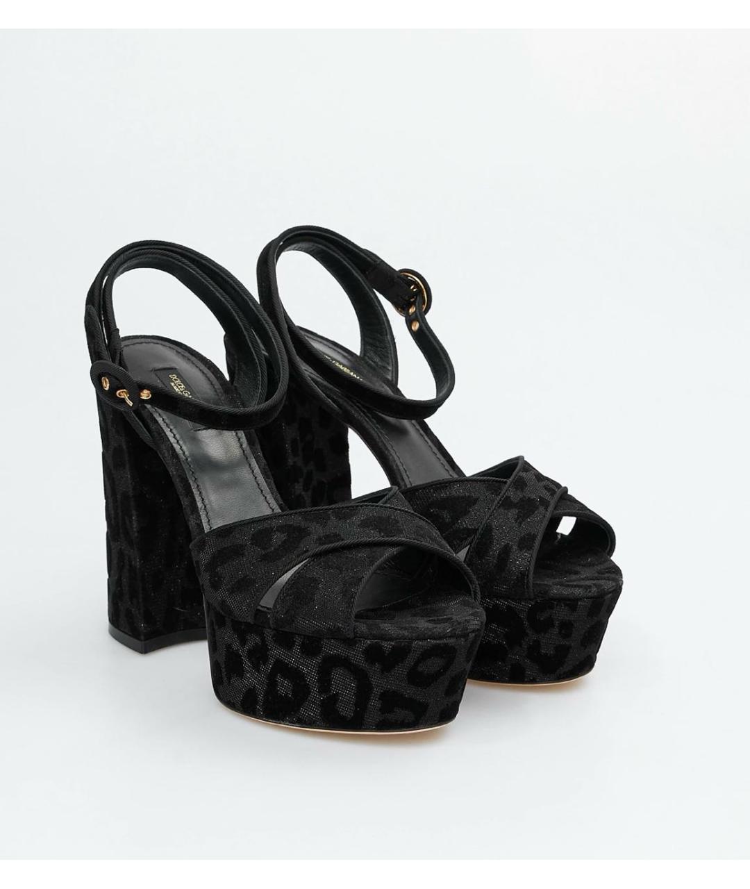 DOLCE&GABBANA Черные бархатные босоножки, фото 2