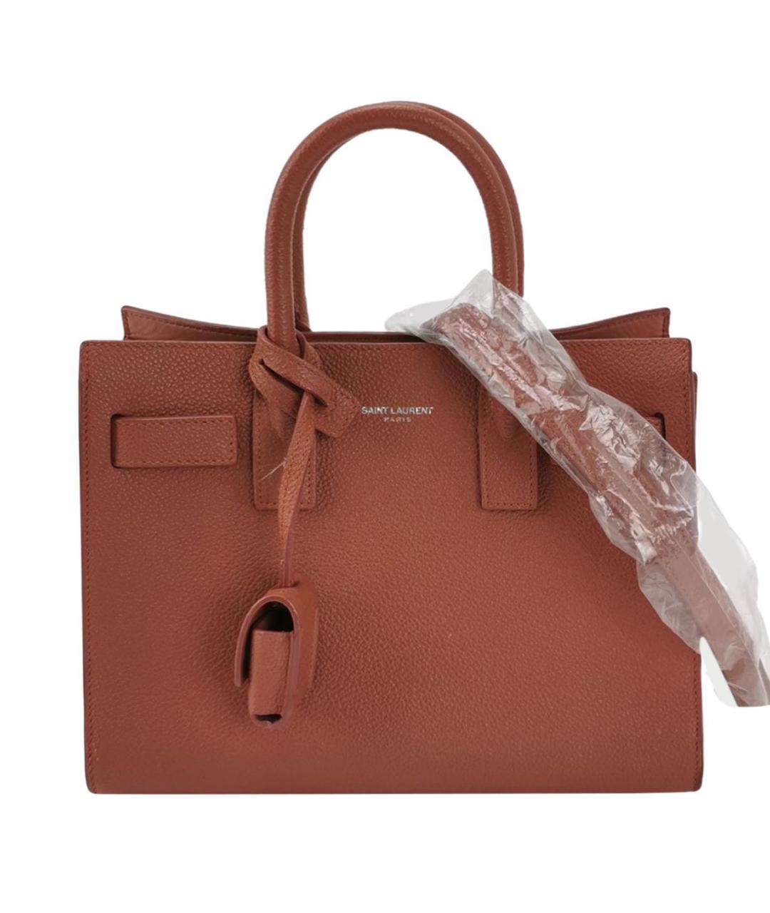 SAINT LAURENT Коралловая кожаная сумка через плечо, фото 9