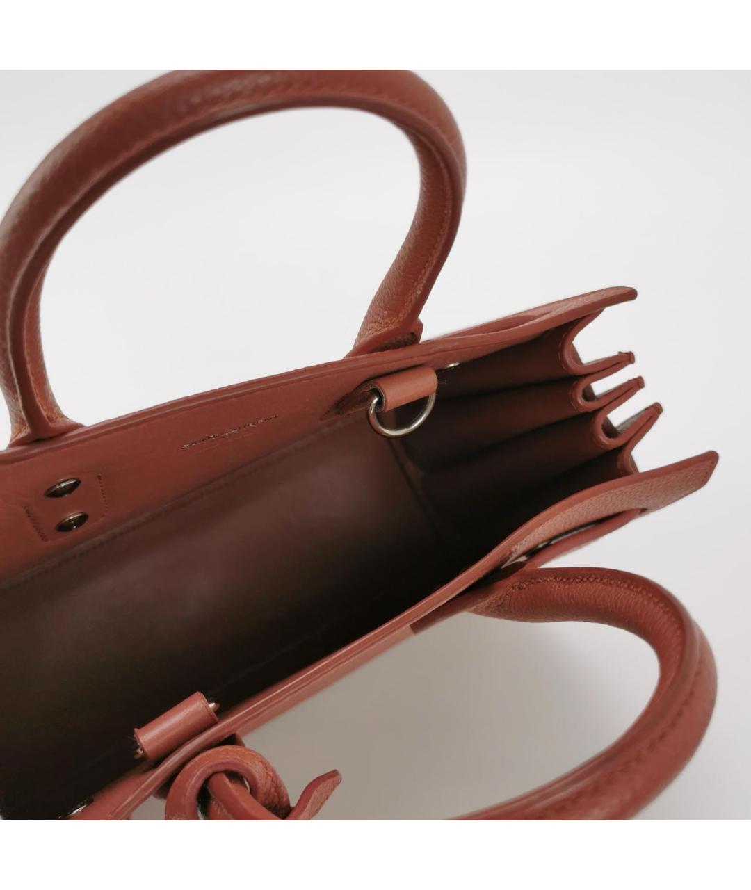 SAINT LAURENT Коралловая кожаная сумка через плечо, фото 6