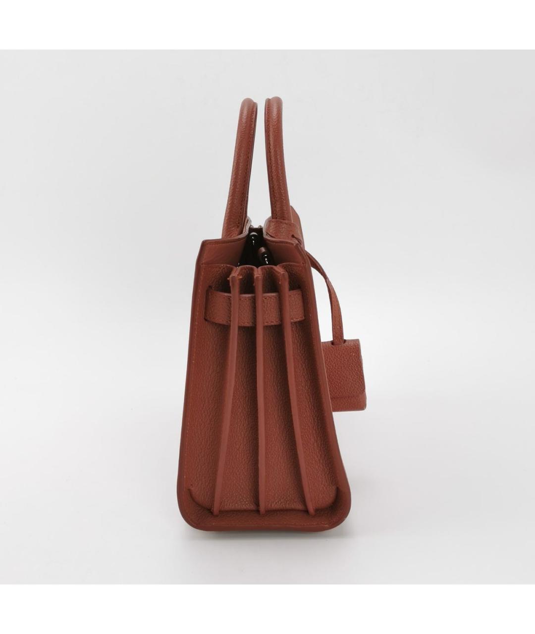 SAINT LAURENT Коралловая кожаная сумка через плечо, фото 3