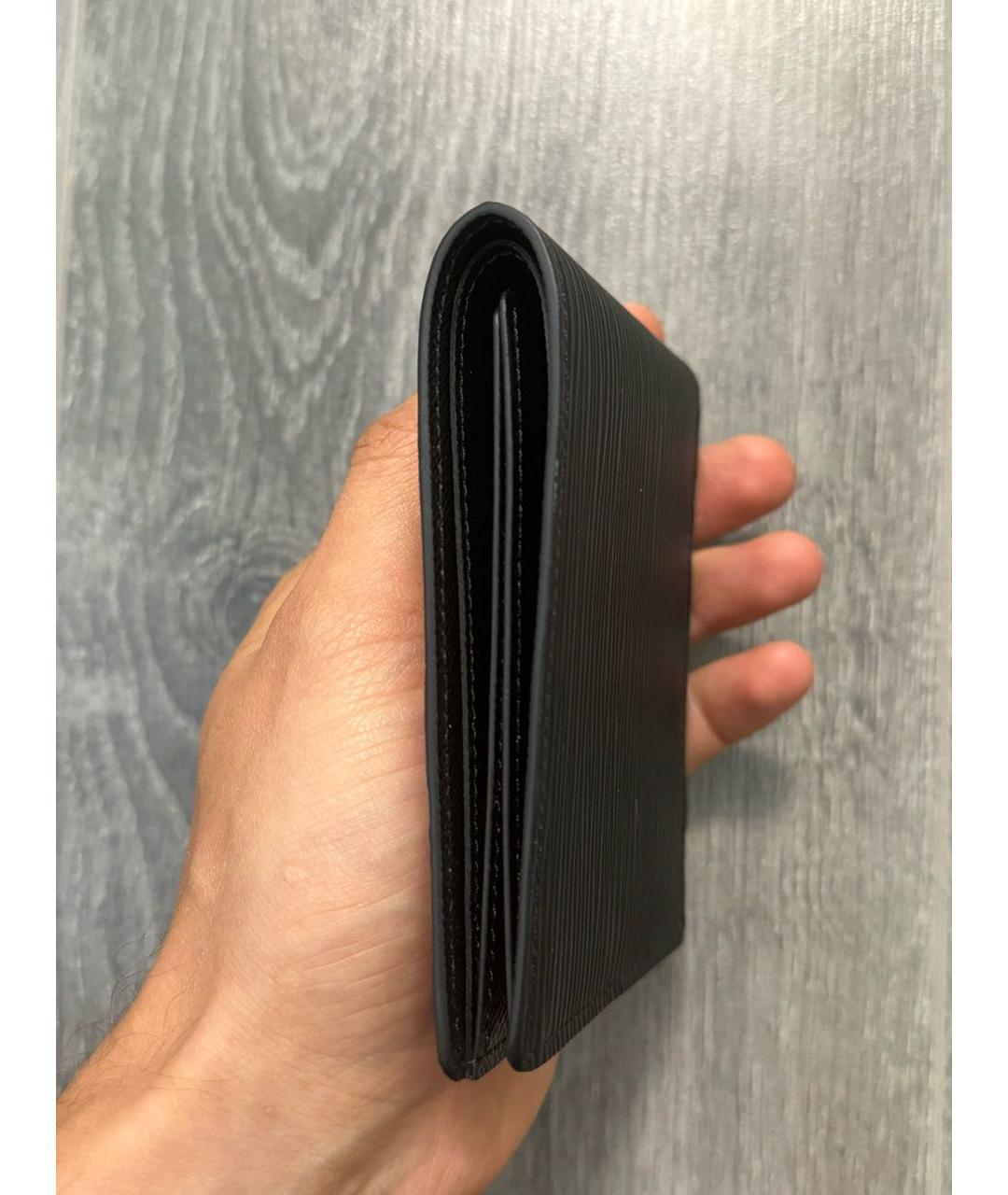 LOUIS VUITTON Черный кожаный кошелек, фото 3
