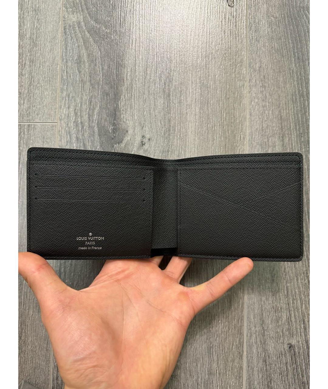 LOUIS VUITTON Черный кожаный кошелек, фото 6