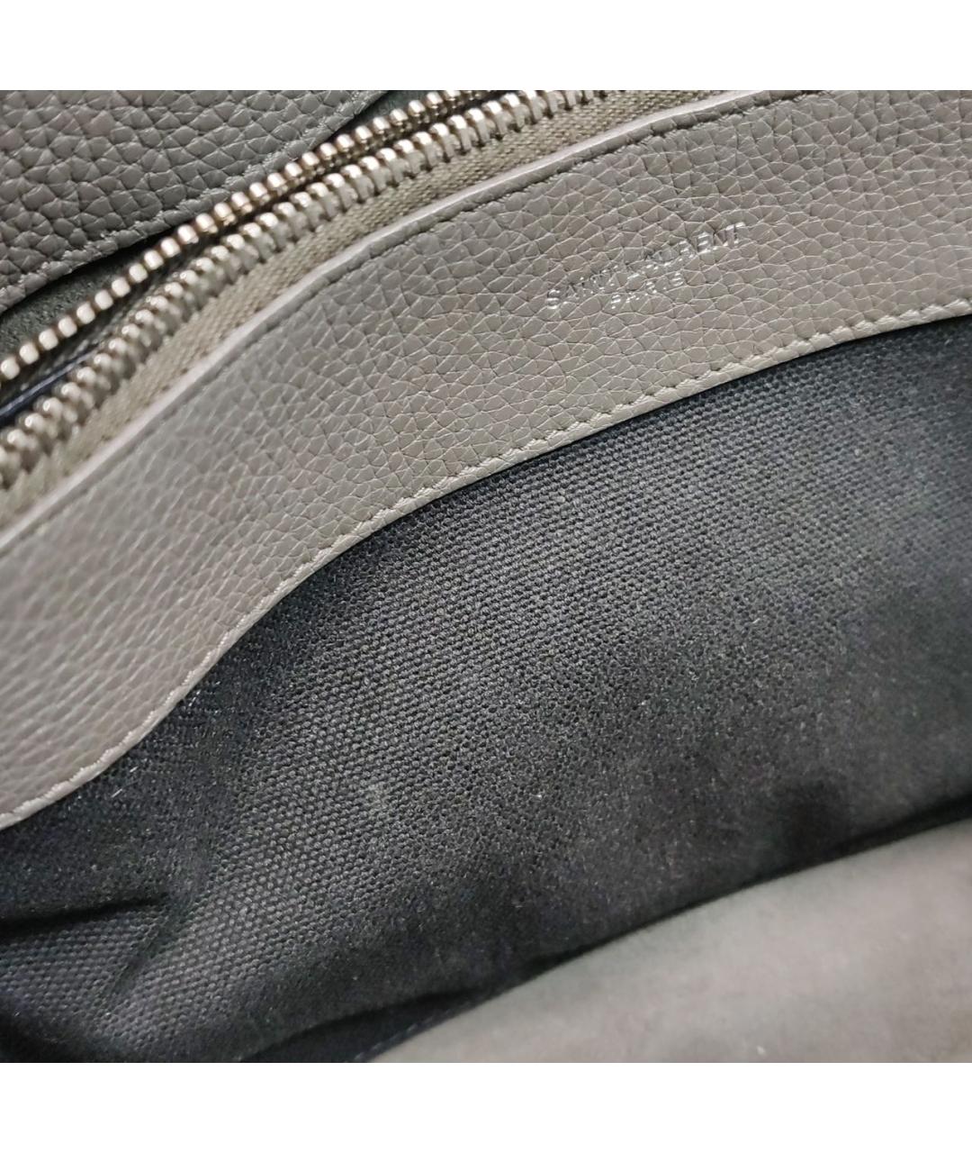 SAINT LAURENT Антрацитовая кожаная сумка через плечо, фото 7