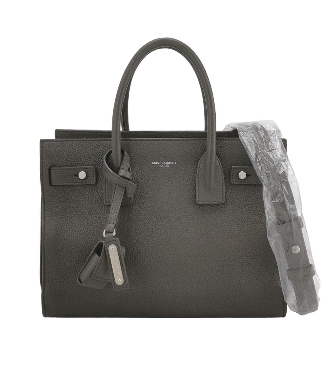 SAINT LAURENT Антрацитовая кожаная сумка через плечо, фото 9