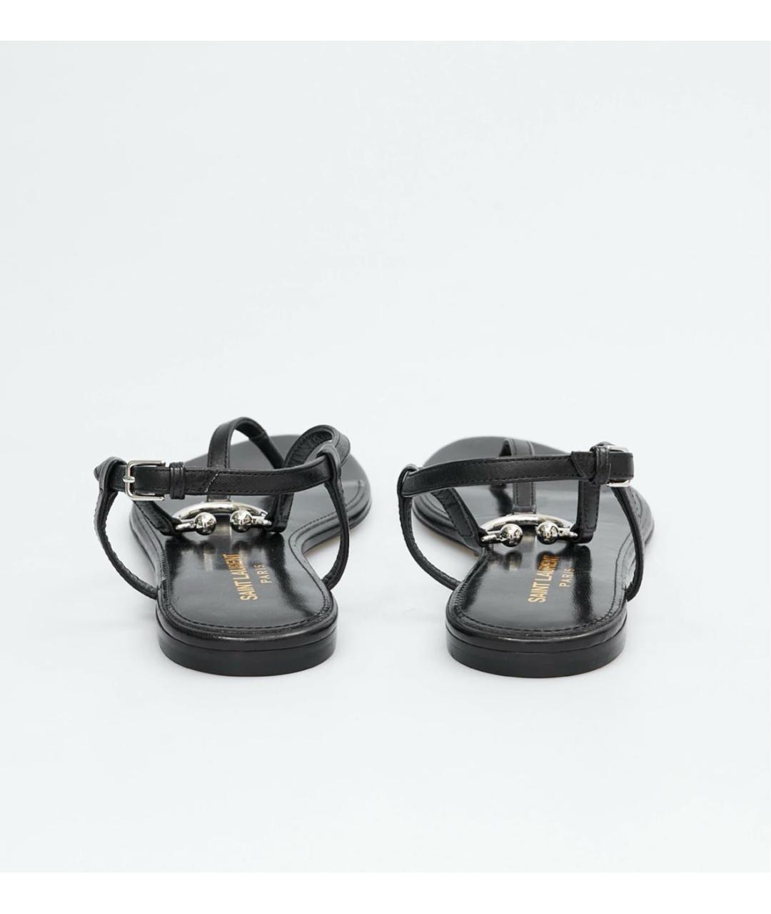 SAINT LAURENT Черные кожаные сандалии, фото 4