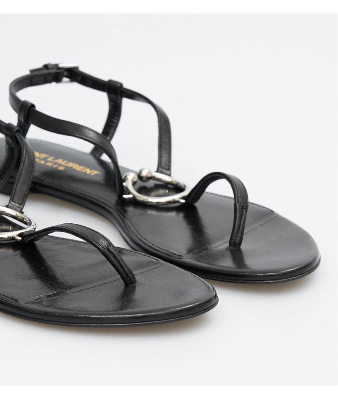 SAINT LAURENT Черные кожаные сандалии, фото 3